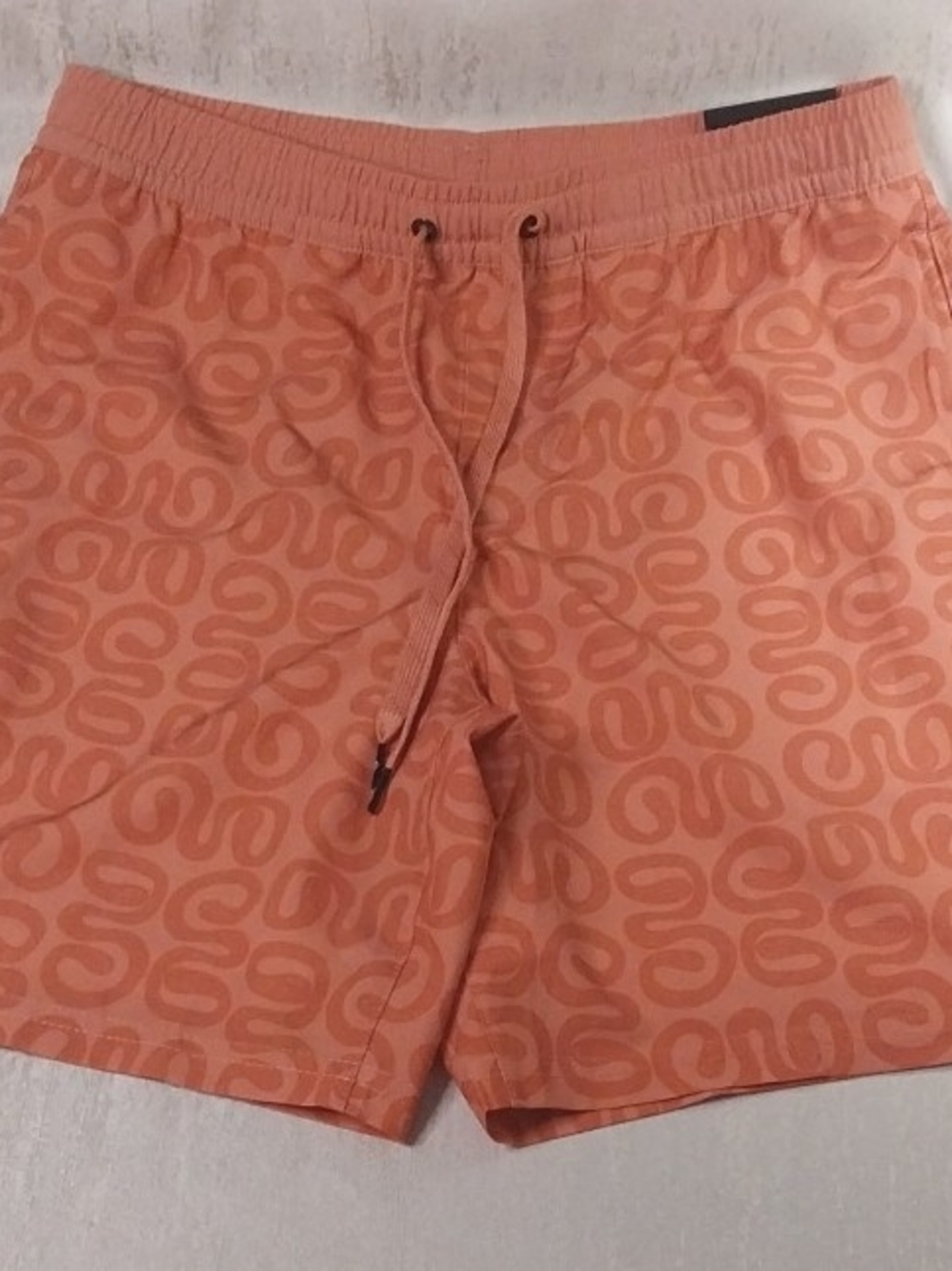 Quiksilver Coral-Orange Patterned Men's Swim Trunks